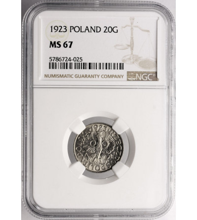 Poland. 20 Groszy 1923, Warsaw mint - NGC MS 67