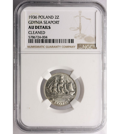 Polska, 2 złote 1936, żaglowiec - NGC AU Details Cleaned