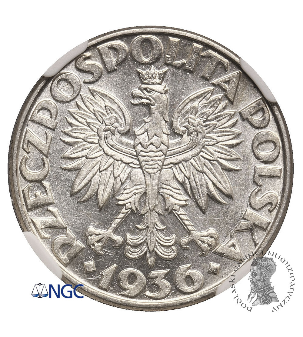 Polska, 2 złote 1936, żaglowiec - NGC AU Details Cleaned
