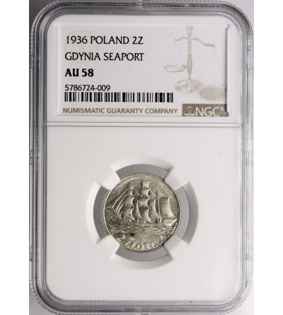 Polska, 2 złote 1936, żaglowiec - NGC AU 58