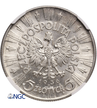 Poland, 5 Zlotych 1936, Jozef Pilsudski - NGC AU 58