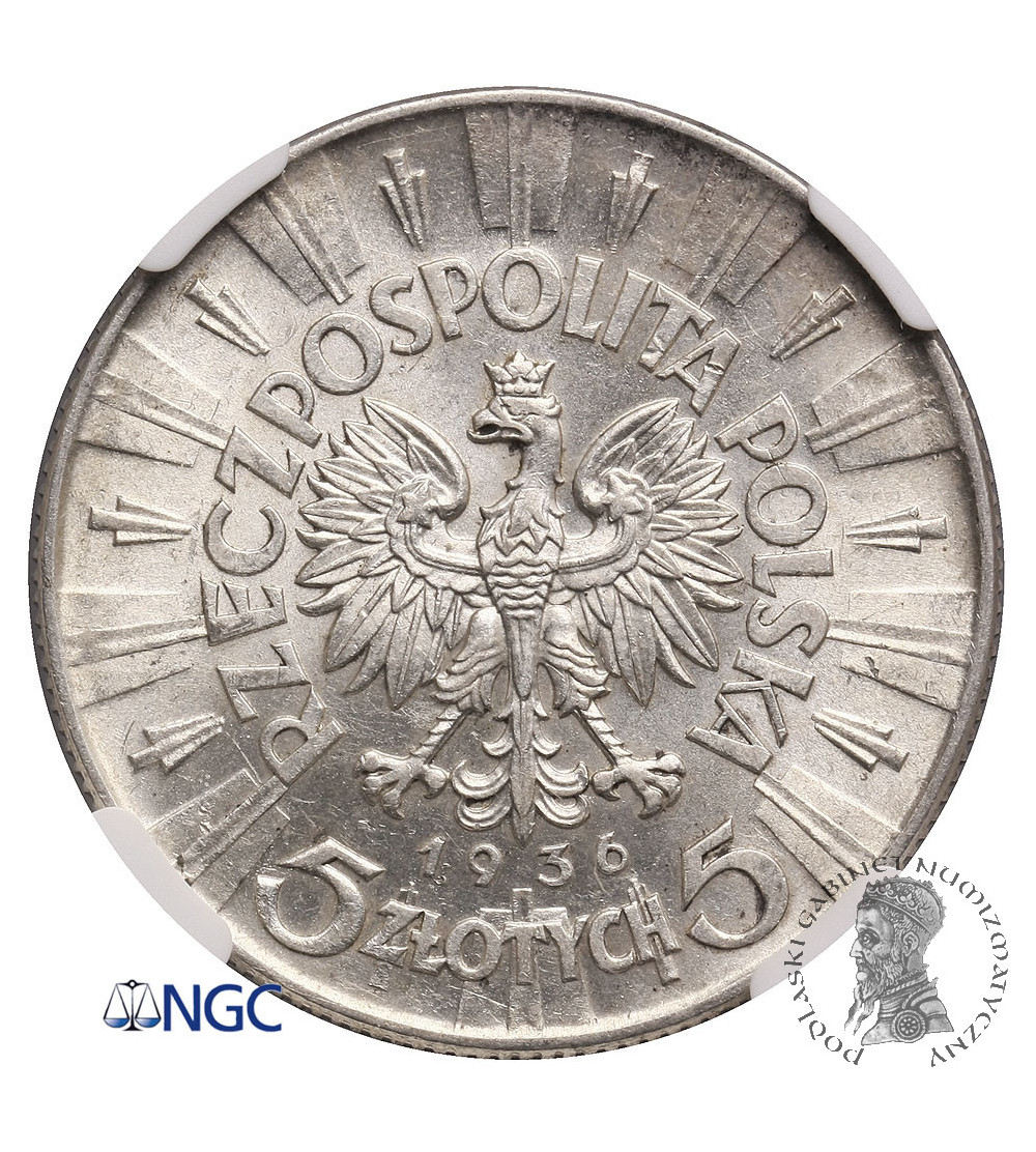 Poland, 5 Zlotych 1936, Jozef Pilsudski - NGC AU 58