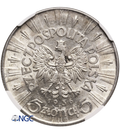 Polska. 5 złotych 1936, Józef Piłsudski - NGC AU 58