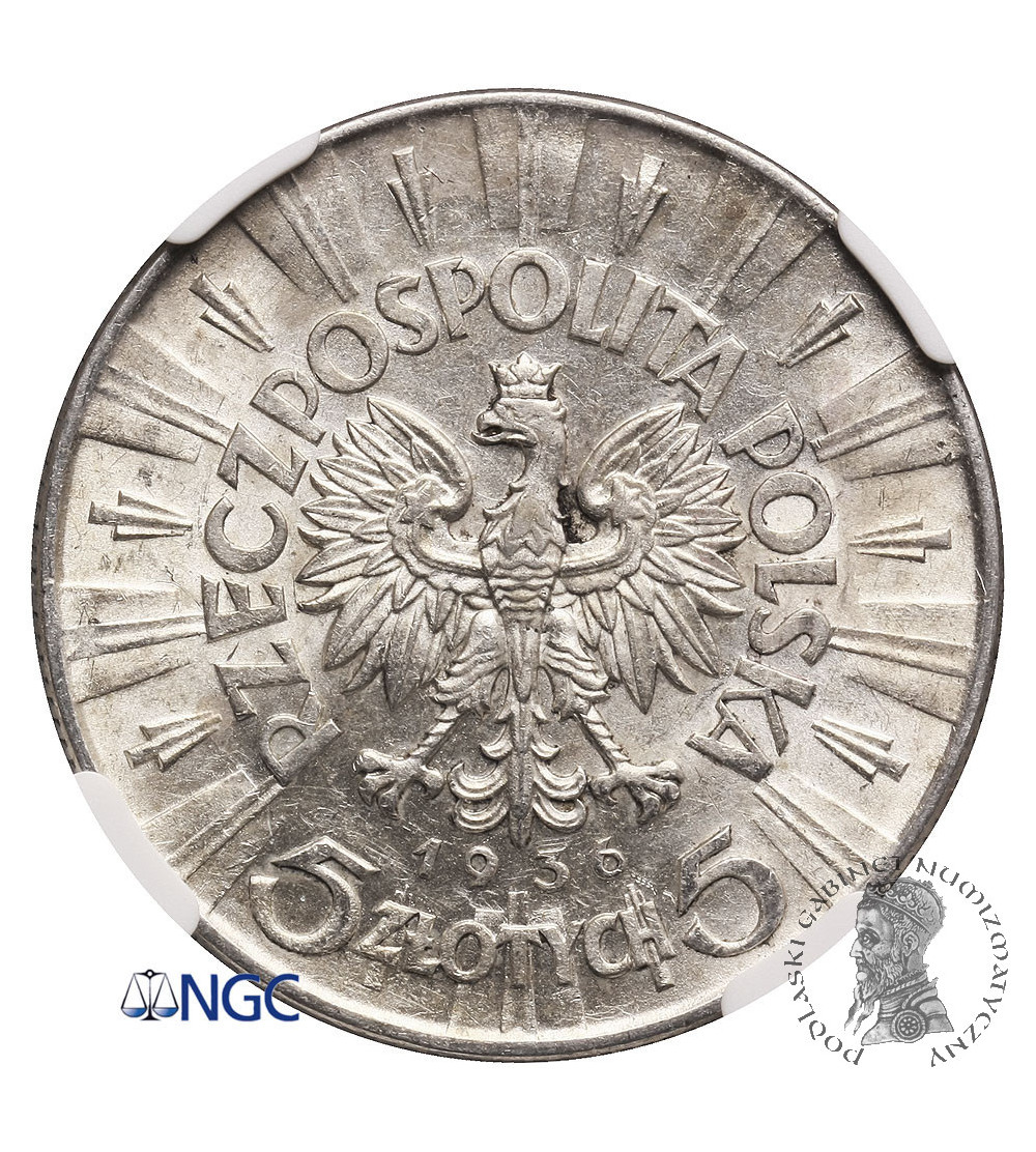 Polska, 5 złotych 1936, Józef Piłsudski - NGC AU 58
