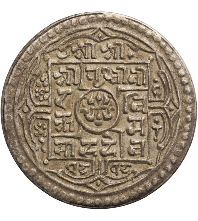 Nepal, Mohar SE 1818 / 1896 AD, Prithvi Bir Bikram 1881-1911 AD - błąd menniczy, odwrotka 180 stopni