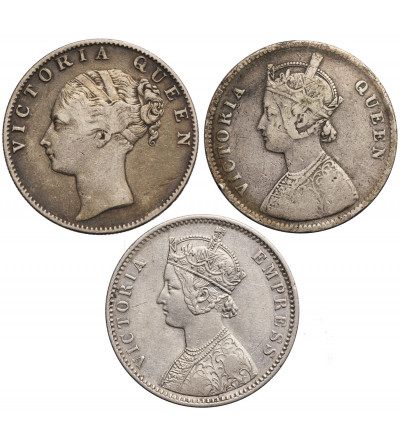India British, Rupee 1840, 1862, 1889, Victoria - set 3 pcs.