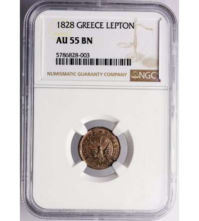Greece, Lepton 1828 - NGC AU 55 BN