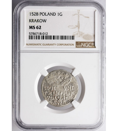 Poland, Zygmunt I Stary 1506-1548. Grosz (Groschen / Penny) 1528, Krakow mint - NGC MS 62