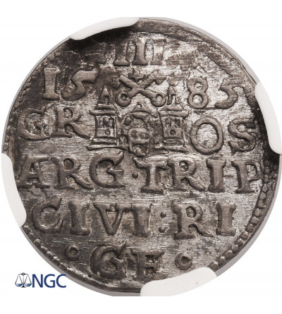 Poland. Stefan Batory 1576-1586. Trojak (3 Groschen) 1585, Riga mint - NGC AU Details