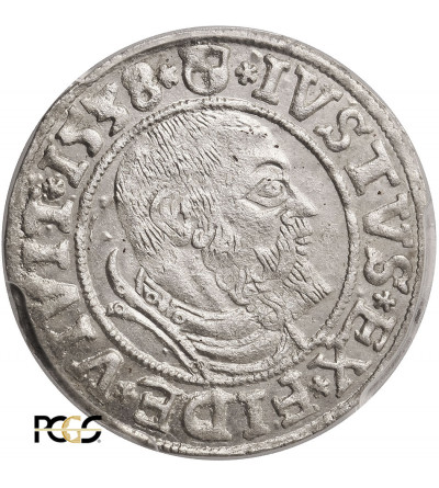 Prusy Książęce, Albrecht Hohenzollern 1525-1568. Grosz 1538, Królewiec - PCGS MS 63