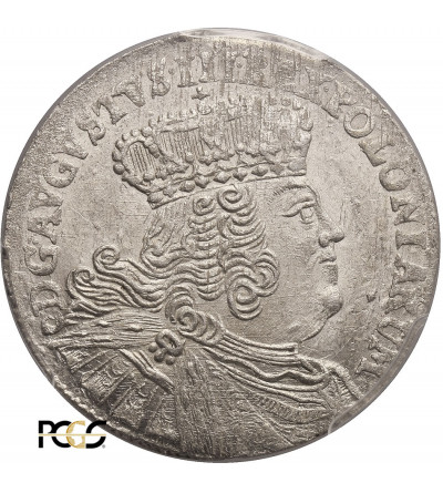 Polska, August III Sas. Ort (18 groszy) 1754 EC, Lipsk - PCGS MS 63