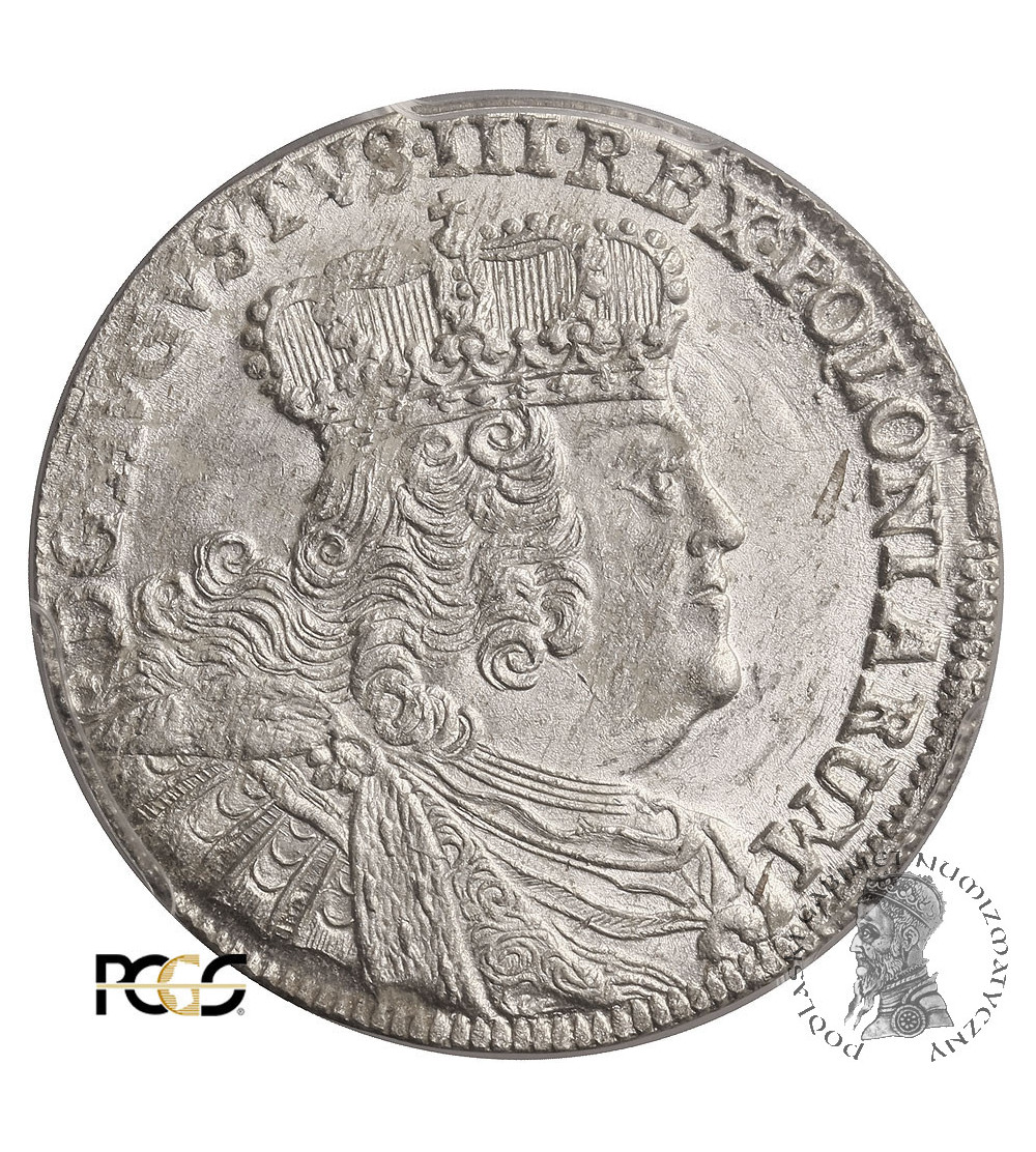 Poland. August III Ort (18 Groschen) 1755 EC, Lepzig - PCGS MS 63