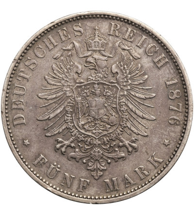 Germany, Württemberg. 5 Mark 1876 F, Karl 1874-1891