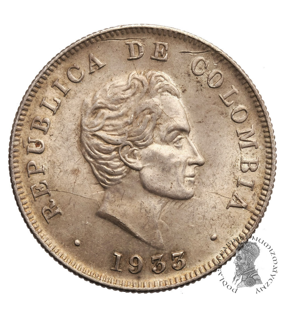 Colombia, 50 Centavos 1933 B, Simon Bolivar