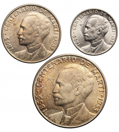 Kuba. 25, 50 Centavos 1 Peso 1952, 100-lecie urodzin Jose Marti