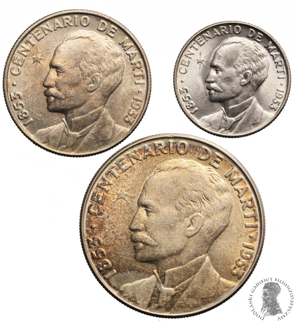 Kuba. 25, 50 Centavos 1 Peso 1952, 100-lecie urodzin Jose Marti