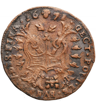 Niderlandy Hiszpańskie, Bruksela. Żeton (Rekenpenning) 1671, Karol II, Bureau des Finances (Biuro Finansów)