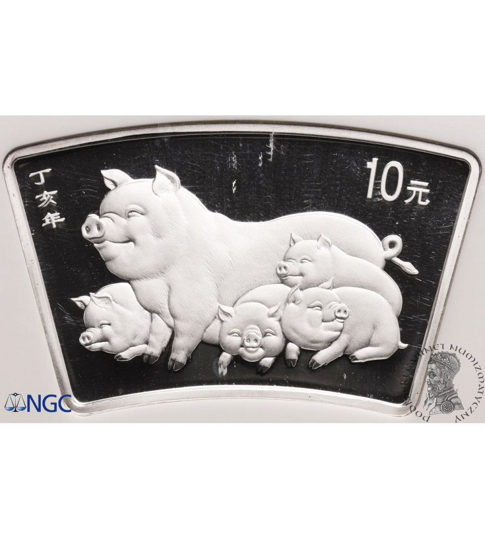 Chiny, 10 Yuan 2007, Chiński Zodiak, Rok Świni - NGC PF 69