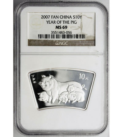 China, 10 Yuan 2007, Chinese Zodiac, Year of the Pig - NGC PF 69