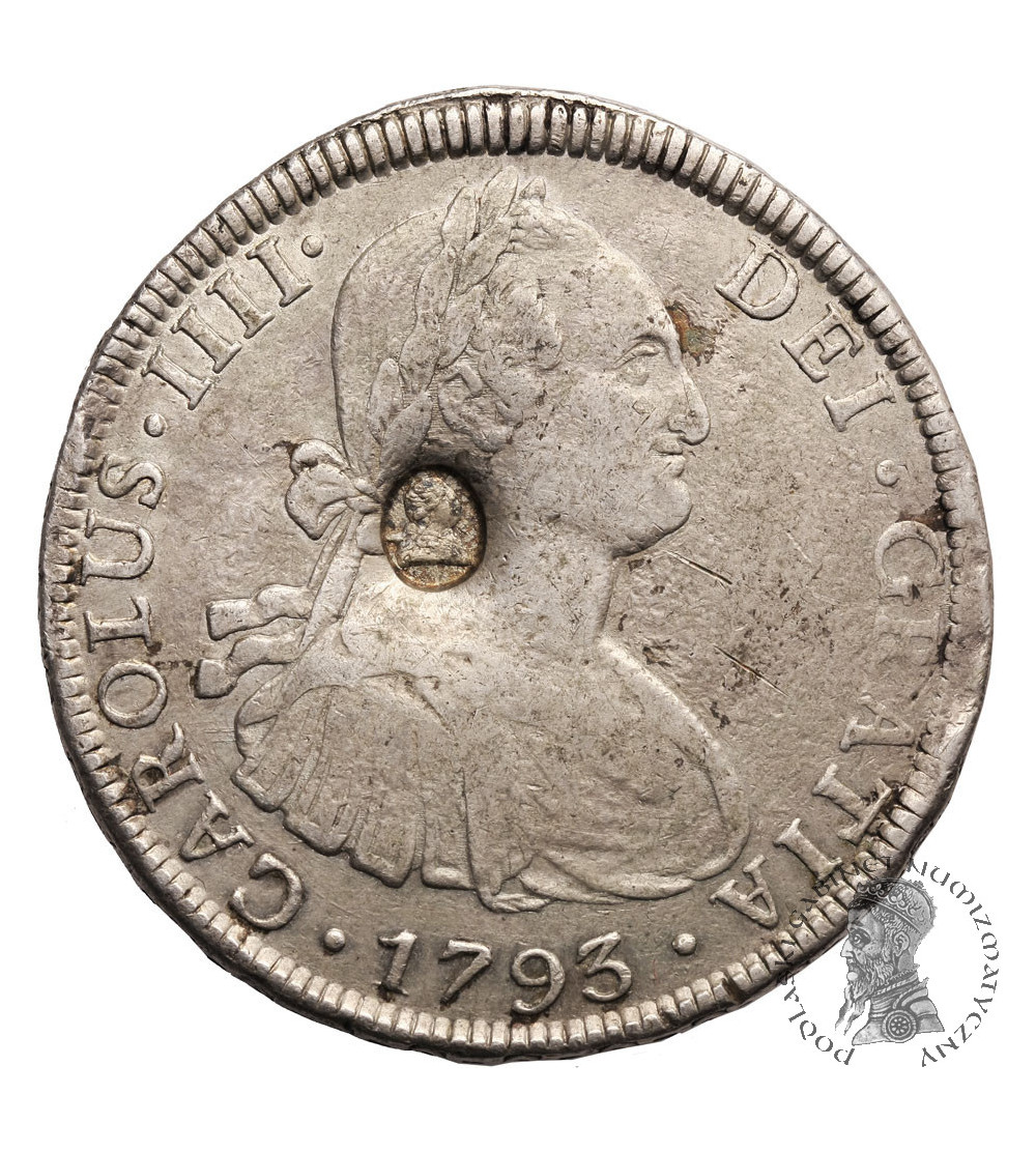 Wielka Brytania, Bank of England. Dolar bez daty (1797), kontramarka z głową Jerzego III na Boliwia 8 Reales 1793 PR