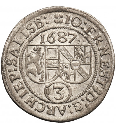 Salzburg, biskupstwo. 3 krajcary 1687, Johann Ernst Graf Thun-Hohenstein 1687-1709