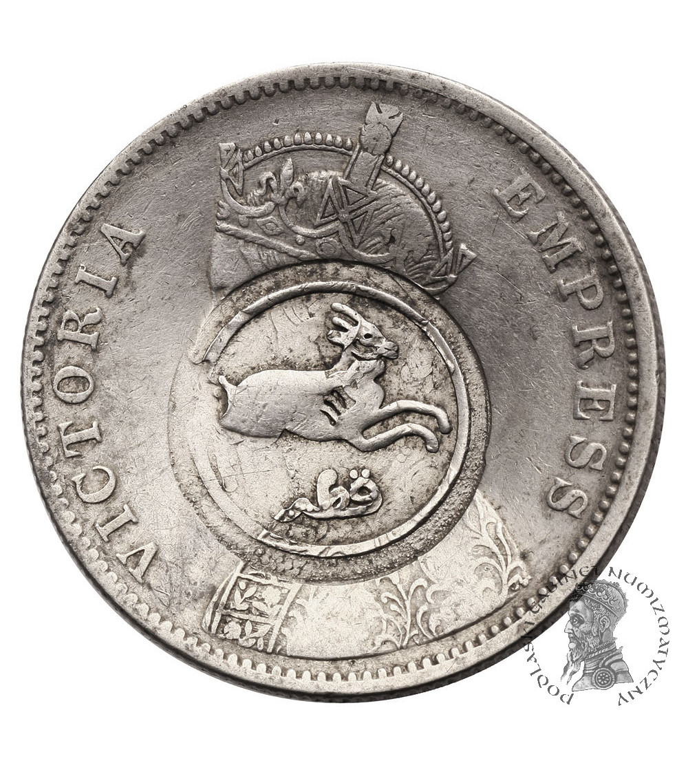 India British. Rupee 1882 (b), Victoria - contemark, zodiac (Capricorn)?