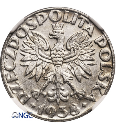 Poland, 50 Groszy 1938, Warsaw - NGC MS 64, Top Grade!!!