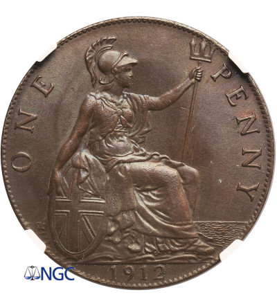 Wielka Brytania. Penny 1912, Jerzy V - NGC MS 63 BN