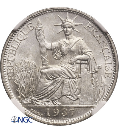 Indochiny Francuskie. 20 centów 1937 - NGC MS 62