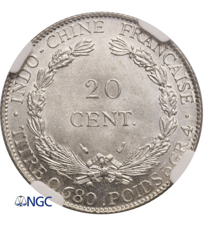 Indochiny Francuskie. 20 centów 1937 - NGC MS 63