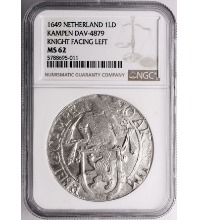 Niderlandy, Kampen (Campen). Talar lewkowy (Leeuwendaalder / Lion Daalder) 1649 - NGC MS 62