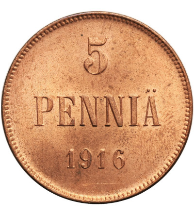 Finlandia (okupacja rosyjska). 5 Pennia 1916, Mikołaj II 1894-1917