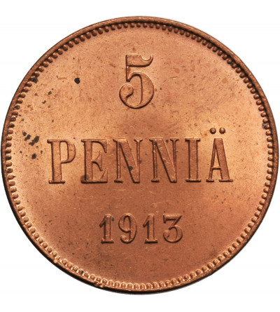 Finlandia (okupacja rosyjska). 5 Pennia 1913, Mikołaj II 1894-1917