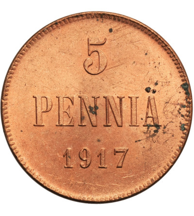 Finland (Civil war) 5 Pennia 1917, Eagle without crown (Kerenski Issue)