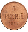 Finlandia, (wojna domowa). 5 Pennia 1917, orzeł bez korony (emisja Kiereńskiego)