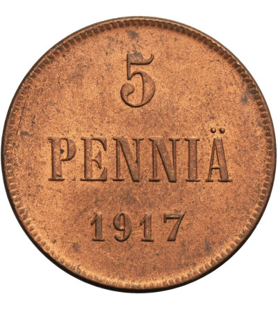 Finlandia, (wojna domowa). 5 Pennia 1917, orzeł bez korony (emisja Kiereńskiego)