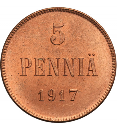 Finlandia (okupacja rosyjska) 5 Pennia 1917, Mikołaj II 1894-1917