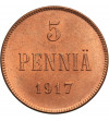 Finlandia (okupacja rosyjska) 5 Pennia 1917, Mikołaj II 1894-1917