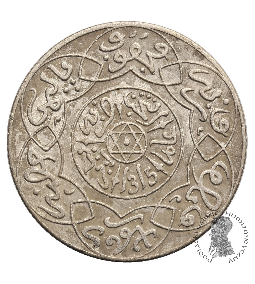 Morocco, 2-1/2 Dirhams AH 1315 / 1897 AH, Pa (Paris), Abd al-Aziz 1894-1908 AD
