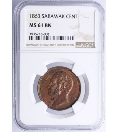 Sarawak, 1 cent 1863, James Brooke, Rajah 1841-1868, NGC MS 61