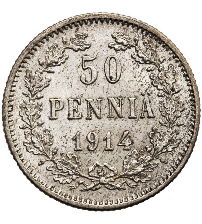 Finlandia, (okupacja rosyjska). 50 Pennia 1914 S, Mikołaj II 1894-1917