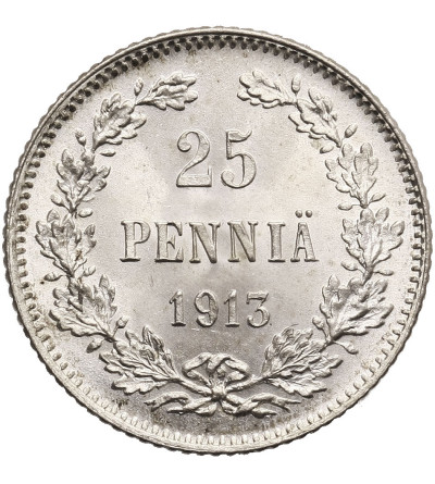 Finlandia, (okupacja rosyjska). 25 Pennia 1913 S, Mikołaj II 1894-1917