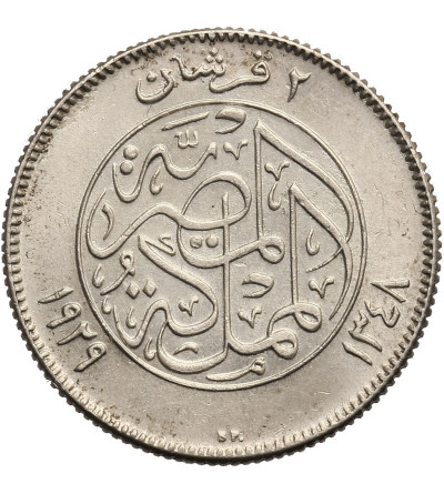 Egypt, 2 Piastres AH 1348 / 1929 AD, Fuad I 1922-1936 AD