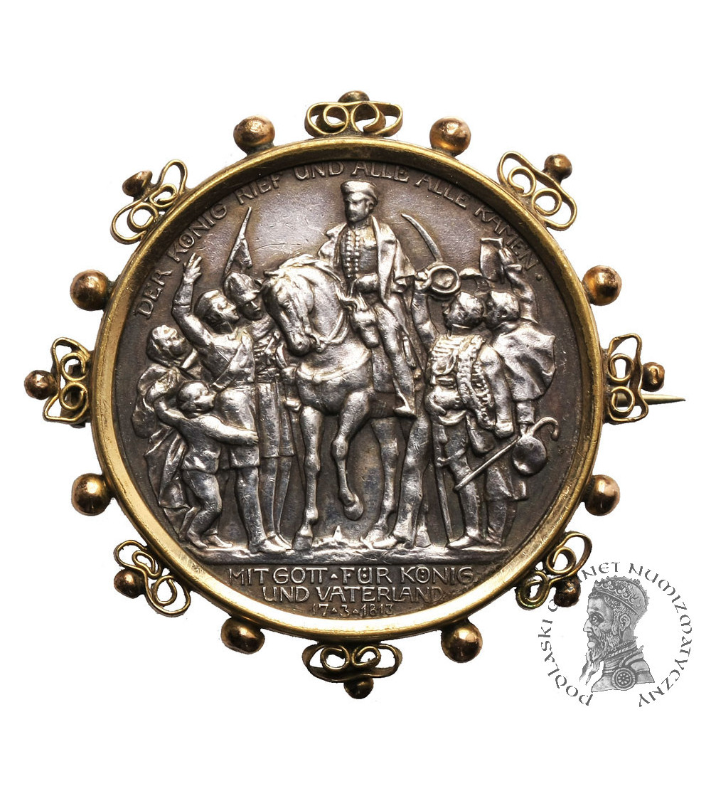 Numismatic Jewelery. Germany,  Silver brooch with 2 Mark 1913 A, Prussia
