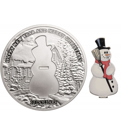 Nauru, 10 Dollars 2008, Happy New Year and Marry Christmas - Snowman