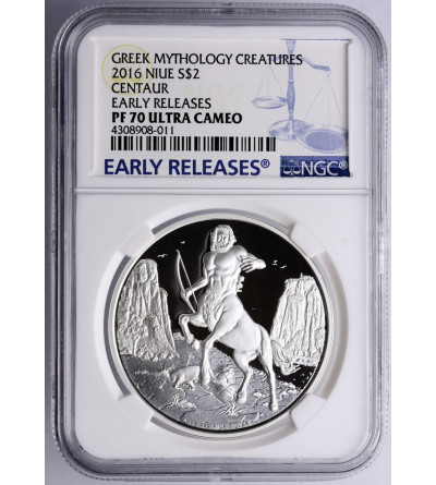 Niue, 2 Dollars 2016, Greek Mythology Centaur (1 Ounce .999 Silver), NGC PF 70 Ultra Cameo