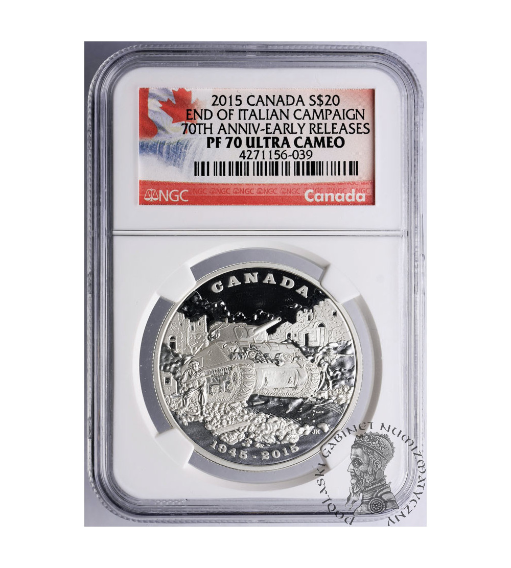 Canada, 20 Dollars 2015, 70th Anniversary of the End of the Italian Campaign - NGC PF 70 Ultra Cameo - Early Releases