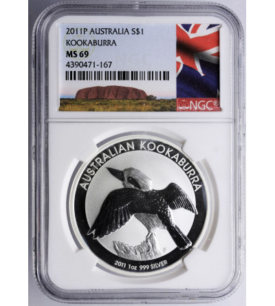 Australia, 1 dolar 2011 P, Kookaburra (1 uncja .999 srebra) - NGC MS 69