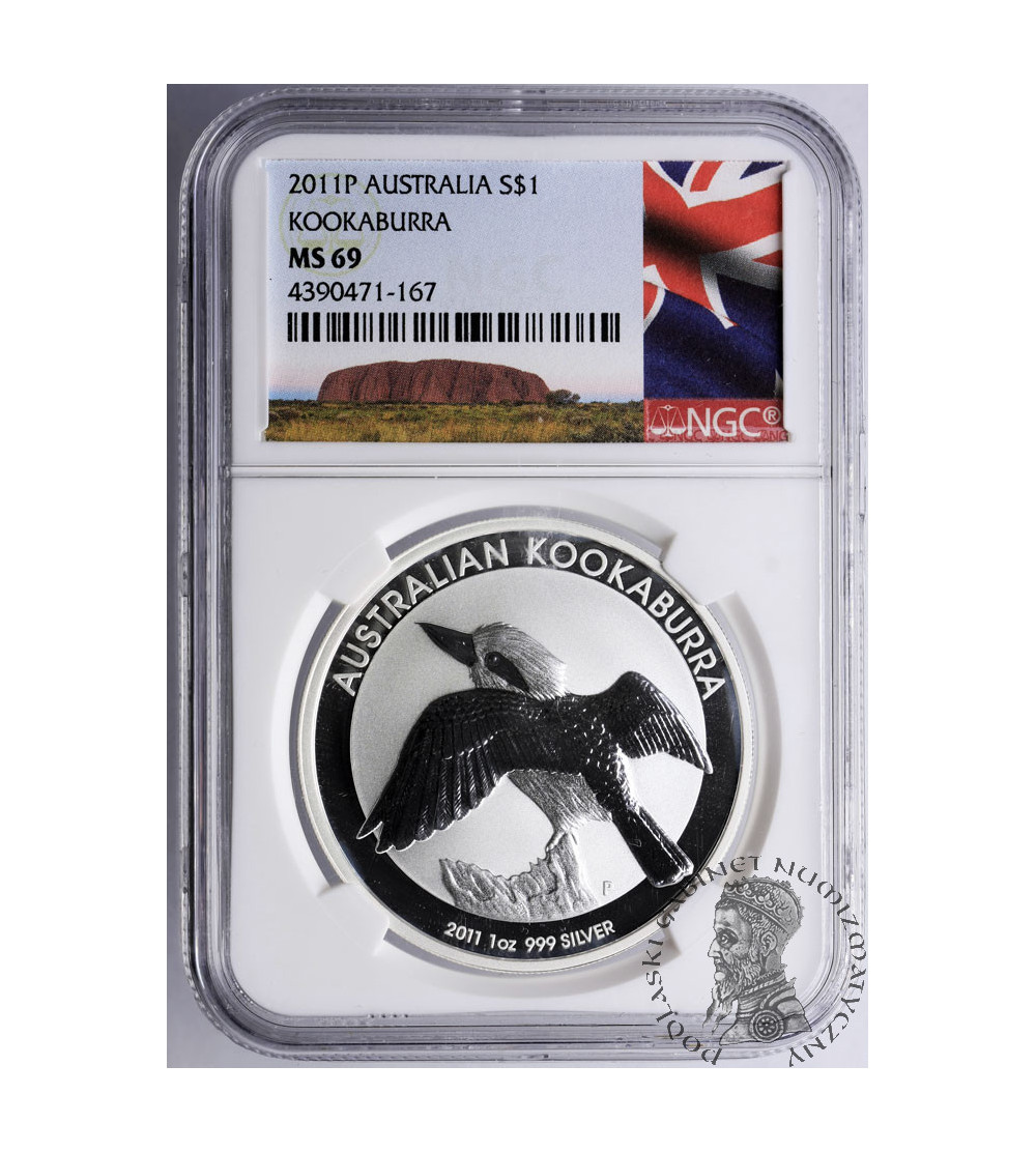 Australia, 1 dolar 2011 P, Kookaburra (1 uncja .999 srebra) - NGC MS 69