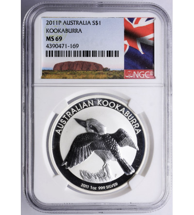 Australia, Dollar 2011 P, Kookaburra (1 ounce pure Silver) - NGC MS 69